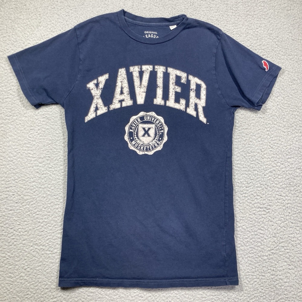 Xavier University T Shirt Women's Small Blue Short Sleeve Jesuit Catholic FLAWS